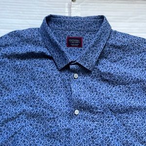 UNTUCKit Mens XXXL Kallmet Regular Fit Cotton Linen Blend Blue Short Sleeve